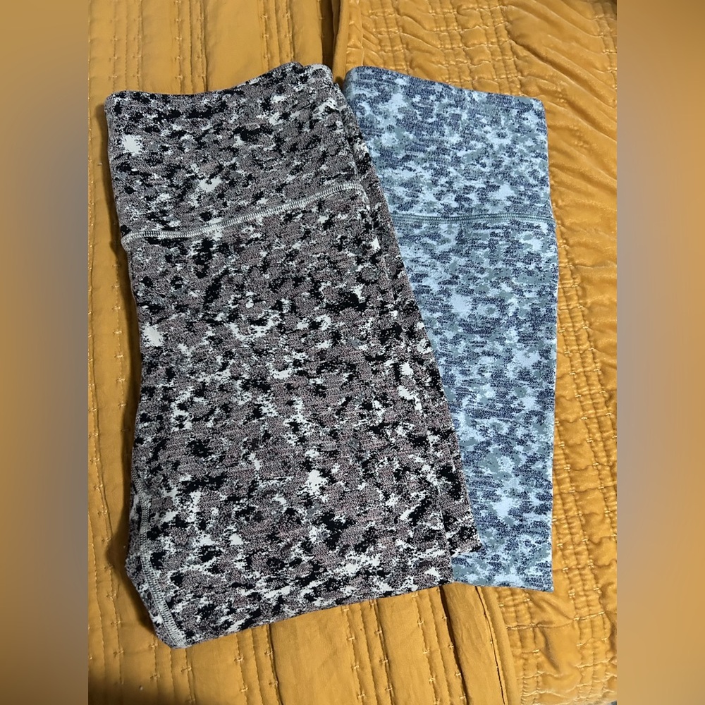 Athleta Salutation Textured 7/8 Tights Bundle of 2 digital camo‎ blue & gray M